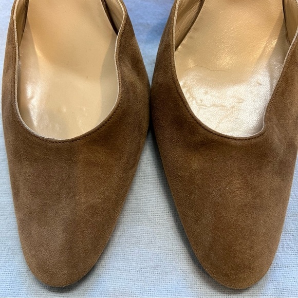 Fragiacomo Vintage High Heel Pumps Brown Suede Leather Slip On Round Toe Shoes 9 - Picture 11 of 15